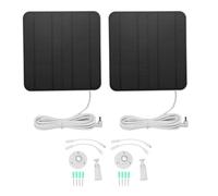 PUSOKEI Cargador de Panel Solar para Cámara Ring, 2 Paneles Solares de 12 W con Puerto Micro USB y USB C y DC3.5 X 1.35, IP65 Impermeable, Soporte de Montaje Ajustable de 360° con Cable