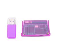 PUSOKEI Cartucho SD GBA, Tarjeta de Memoria Flash Universal con Lector de Tarjetas, Formato FAT, Capacidad Máxima a 2 Gb, Compatible con GBA SP GBM IDS NDS NDSL (púrpura transparente)