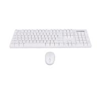 PUSOKEI Combo de Teclado y Mouse Inalámbricos, Teclado Ergonómico de 104 Teclas y Mouse de 4 Teclas, Receptor USB de 2.4G, Modo de Suspensión y sin Demora, Plug and Play para PC, (White)