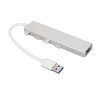 PUSOKEI Concentrador de Datos Ultradelgado USB 3.0 de 4 Puertos, Puerto Multi USB de Alta Velocidad con Cable Extendido, Adaptador Multipuerto para Computadora de Escritorio PC (Plata)