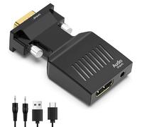 PUSOKEI Convertidor Adaptador VGA a HDMI con Audio, Adaptador Dongle de Vídeo VGA Macho Activo a Hembra HDMI 1080P 60 Hz, Convertidor de Pantalla VGA a HDMI para Computadora