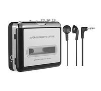 PUSOKEI Convertidor de Casete USB, Convertidor de Cinta de Casete a MP3, Reproductor de Música Portátil con Auriculares, para Software de Edición Audacity