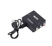 PUSOKEI Digital HDMI to RCA,HD Video Converter, 720p/1080p Mini HDMI to Composite Video Audio AV CVBS Adapter Converter,Support NTSC/PAL Format (Black)
