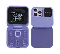 PUSOKEI Flip Phone, Mini 2G Flip Cell Phone 2 Tarjeta SIM Teléfono Celular para Personas Mayores con Linterna LED, Cámara Trasera HD, Radio FM, Lista Negra, Marcación Rápida, Vibración,