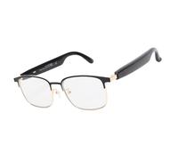PUSOKEI Gafas de Inteligentes, Gafas de Sol Polarizadas con Filtro de Luz Azul, Control de Voz de IA, Reproducción de 8h, 200 H en Espera, Manos Llamadas, para Hombres para Hombres (Gold)