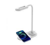 PUSOKEI Lámpara de Escritorio LED con Cargador Inalámbrico, Control Táctil y de Cuello Flexible, Luz de Lectura Regulable de 3 Modos de Color para Oficina en Casa, Carga Rápida para (WHITE)