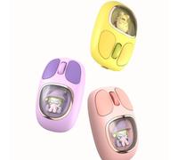 PUSOKEI Lindo Mouse Inalámbrico, 2.4G BT3.0 BT5.0 Tri-Mode Bluetooth Mouse, Operación Silenciosa y Ergonómica con Luz de Fondo RGB, para Computadoras Portátiles de Las Computadoras (Yellow)