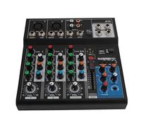 PUSOKEI Mezclador Compacto de 4 Canales, Mezclador de Audio Profesional, Consola de Placa de Sonido con Función de Transmisión Inalámbrica Bluetooth, Consola de Mezcla Estéreo USB