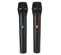 PUSOKEI Micrófono inalámbrico, de micrófono dinámico portátil Universal VHF con Receptor USB, para Karaoke/presentaciones en Vivo/reuniones/Iglesias/escuelas(Uno para Dos)