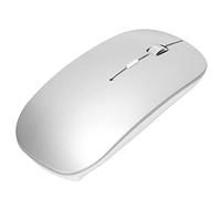 PUSOKEI Mouse Inalámbrico Portátil, 2.4GHz BT 5.0 Mute Click Ratón para Juegos De Seguimiento óptico De Alta Sensibilidad con 1000/1200 / 1600DPI Ajustable (Plata Lisa)
