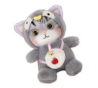 PUSOKEI Muñeco de Peluche de Gato Suave con Campana, Aspecto Encantador, Material de Algodón PP, Lindo Juguete de Peluche de Gato para una Infancia Feliz (Grey)