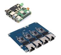 PUSOKEI Placa PCIe a 4 Canales 2,5G Eth, Placa de Expansión Ethernet Plug and Play sin Unidad con Indicador LED, para Dispositivo Rasp Pi 5