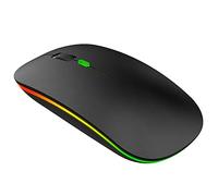 PUSOKEI Ratón inalámbrico, 10M 1200DPI 2.4G Ratón de Juego inalámbrico USB Recargable con luz LED de Colores para 98/Me/2000/XP/Vista/Win 7/Win8/10/Vista OS, etc.(Negro)
