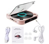 PUSOKEI Reproductor de CD Portátil con Altavoces Estéreo Duales, Reproductor de CD de Escritorio Recargable con Bluetooth y Sonido Estéreo de Alta Fidelidad, 5 Modos de Reproducción, (Pink)