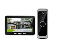 PUSOKEI Siste ma de Videoportero Inteligente Inalámbrico, Cámara de Videoportero WiFi 1080p con Pantalla de 5 Pulgadas, Detección de Movimiento, Audio Bidireccional, Visión Nocturn