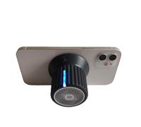 PUSOKEI Soporte Magnético 2 en 1 para Teléfono Celular Altavoz Bluetooth, IPX5 Resistente Al Agua, Ajuste de Perilla de Volumen de 10 Niveles, Sonido Envolvente de 360°, Mini Altavoz (Black)