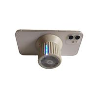 PUSOKEI Soporte Magnético 2 en 1 para Teléfono Celular Altavoz Bluetooth, IPX5 Resistente Al Agua, Ajuste de Perilla de Volumen de 10 Niveles, Sonido Envolvente de 360°, Mini Altavoz (Beige)