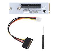 PUSOKEI Tarjeta Adaptadora PCIE M.2, Clave NGFF M.2 Tarjeta Adaptadora M a PCI-E 4X con Indicador de Voltaje LED, para Host de Minería Miner, Compatible con SSD 2260/2280 M.2 (Pizarra con Cable SATA)