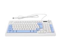 PUSOKEI Teclado de Juego con Cable con Perilla de Volumen, 93 Teclas Dynamic RGB Backlit Teckboard, 25 Teclas sin Conflicto, Teclados Ergonómicos con Cable para PC Portátil (Azul y Blanco)
