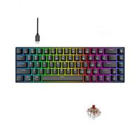 PUSOKEI Teclado Mecánico Portátil 60% para Jugar, Miniteclado Compacto de 68 Teclas con Cable para Oficina con Interruptor de té, Retroiluminado con LED RGB Multicolor