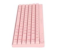 PUSOKEI Teclado Mecánico RGB, Teclado para Juegos con Retroiluminación Rosa de 82 Teclas con Perilla para iOS, Inalámbrico 2.4G Y BT 3.0/5.0 Y Cable USB C, Batería de (Interruptor de acción