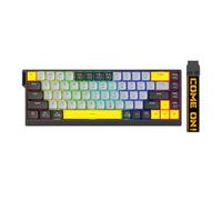 PUSOKEI Teclado para Juegos 65%, Mecanismo de Tijeras Silencioso con Cable USB, Teclado Retroiluminado RGB de 68 Teclas, Anti Fantasma, sin Conflictos, Tipo C para PC Portátil (Gris Negro)