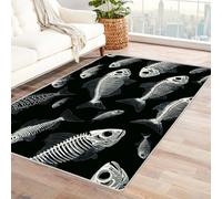 PUSRDEO Alfombra de Arte Abstracto con Toques Naturales Espina Material Resistente para Salón Comedor Dormitorio No Deslizante(Negro-240x300cm