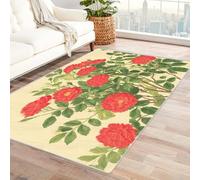PUSRDEO Alfombra de Arte Digital con Motivos Botánicos Rosa para Salón Cocina Dormitorio Antideslizante Lavable a Máquina Suave Duradero（Amarillo Claro-150x240cm
