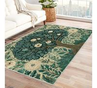 PUSRDEO Alfombra de Arte Digital con Motivos Botánicos Secoya Alfombra para Recibidor Entrada Escaleras Antideslizante Gruesa Duradera Fácil Limpiar（Cian Oscuro-150x210cm