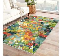 PUSRDEO Alfombra de Arte en Formas y Tonos Variados Ciudad De PíXeles Alfombra para Dormitorio Principal Doble Sala Relax Suave al Tacto Cuadrada(Purple-150x180cm