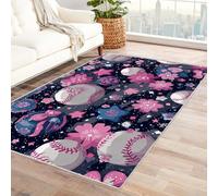 PUSRDEO Alfombra de Diseño Fantástico y Simétrico BéIsbol para Apartamento Ático Zona Relax Decoración Interior Gran Tamaño Pelo Bajo(Morado-60x90cm