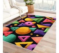 PUSRDEO Alfombra de Diseño Simétrico y Fantástico GeometríA Base de Goma Antideslizante Gruesa para Entrada Oficina Fácil Limpieza（Negro-180x240cm
