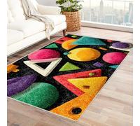 PUSRDEO Alfombra de Microarte con Patrones Vegetales GeometríA Alfombra Grande para Interiores Áreas de Alto Tráfico Lavable Secado Rápido Pelo Corto（Negro-240x300cm