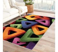 PUSRDEO Alfombra de Simetría y Estilo Contemporáneo GeometríA Alfombra para Oficina Estudio Cocina Fácil Mantenimiento Resistente Desgaste Lavable（Multicolor-60x90cm