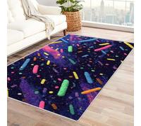 PUSRDEO Alfombra Decorativa de Diseño Abstracto y Moderno Universo Alfombra para Aula Estudio Dormitorio Lavable a Máquina Duradera Práctica(morado-150x240cm