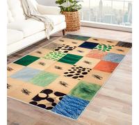 PUSRDEO Alfombra Multicolor de Inspiración Collage CuadríCula De Colorear Alfombra para Dormitorio Aula Habitación Invitados Suave Mullida Fácil Limpiar Absorbente（MarróN-180x270cm
