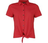 Pussy Deluxe Asia Dreams Cat Fan Binding Blouse Mujer Camisa Manga Corta Rojo S