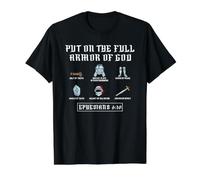 Put On The Full Armor God Funny Saying Christian Camiseta gráfica económica, Hombre, Negro, M