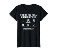 Put On The Full Armor God Funny Saying Christian Camiseta gráfica económica, Mujer, Negro, XL