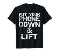 Put Your Phone Down & Lift Men's Gym Graphic Weight Lifting Camiseta