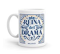 Puterful - Taza con frase Reina del drama - Patio andaluz - Tazas originales para café - Resistente al microondas y lavavajillas