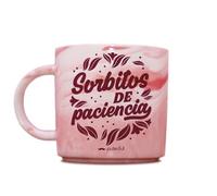 Puterful - Taza con frase Sorbitos de paciencia - Taza marmolada - Efecto mármol rosa - Regalo Día de la Madre