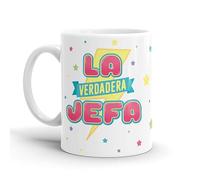 Puterful - Taza de cerámica - La verdadera jefa - Taza original con mensaje divertido - 325ml