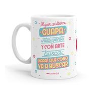 Puterful - Taza de cerámica - Mujer soltera, guapa, inteligente - Tazas originales - Tazas con mensajes divertidos - Tazas divertidas - Taza con frase - 325ml