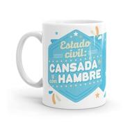 Puterful - Taza de cerámica - Taza - Estado civil: Cansada y con hambre - Tazas originales - Tazas con mensajes divertidos - Tazas divertidas - Taza con frase - 325ml