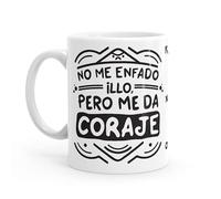 Puterful - Taza de cerámica - Taza Minimal - No me enfado illo, pero me da coraje - Tazas originales - Tazas con mensajes divertidos - Tazas divertidas - Taza con frase - 325ml