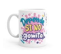 Puterful - Taza Depende si no gomito - Taza original para café - Resistente al microondas y lavavajillas