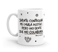 Puterful - Taza minimal con frase Mala hostia - Tazas originales para café - Resistente al microondas y lavavajillas