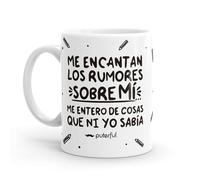 Puterful - Taza minimal con frase Me encantan los rumores - Tazas originales para café - Resistente al microondas y lavavajillas