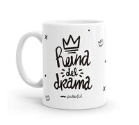 Puterful - Taza minimal de cerámica con frase Reina del drama - Tazas originales para café - Resistente al microondas y lavavajillas